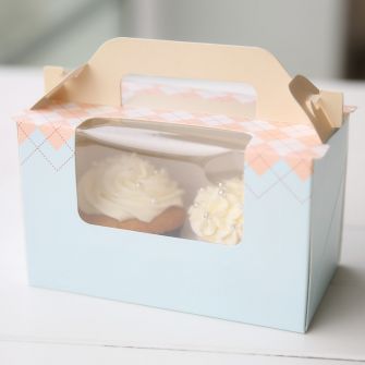 西点盒-2个装手提纸杯蛋糕盒/慕斯杯/木糠杯/布丁瓶包装盒